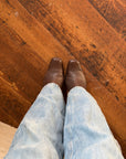 Vintage 90s Square Toe Patchwork Caramel Leather Boots