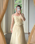 Vintage 90s Daisy Glass Bead Long Sleeved Bustier & Sparkle Tulle Ball Gown Set