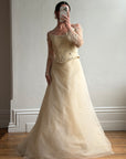 Vintage 90s Daisy Glass Bead Long Sleeved Bustier & Sparkle Tulle Ball Gown Set