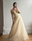 Vintage 90s Daisy Glass Bead Long Sleeved Bustier & Sparkle Tulle Ball Gown Set