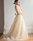 Vintage 90s Daisy Glass Bead Long Sleeved Bustier & Sparkle Tulle Ball Gown Set