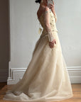 Vintage 90s Daisy Glass Bead Long Sleeved Bustier & Sparkle Tulle Ball Gown Set