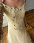 Vintage 90s Daisy Glass Bead Long Sleeved Bustier & Sparkle Tulle Ball Gown Set