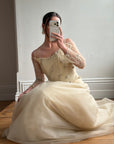 Vintage 90s Daisy Glass Bead Long Sleeved Bustier & Sparkle Tulle Ball Gown Set