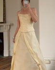 Vintage 90s Italian Butter Double Strap Corset and Tulle Rosette Skirt Set