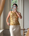 Vintage Y2K Gold Sequin Paillette Knit Tank Top