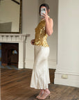 Vintage Y2K Gold Sequin Paillette Knit Tank Top