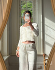 Vintage 90s Ivory Brocade Long Sleeved Bridal Bustier