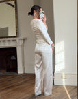 Vintage 90s Ivory Brocade Long Sleeved Bridal Bustier