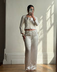 Vintage 90s Ivory Brocade Long Sleeved Bridal Bustier