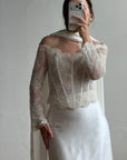 Vintage 90s Italian Nude Long Sleeve Bustier and Silk Satin Skirt Set