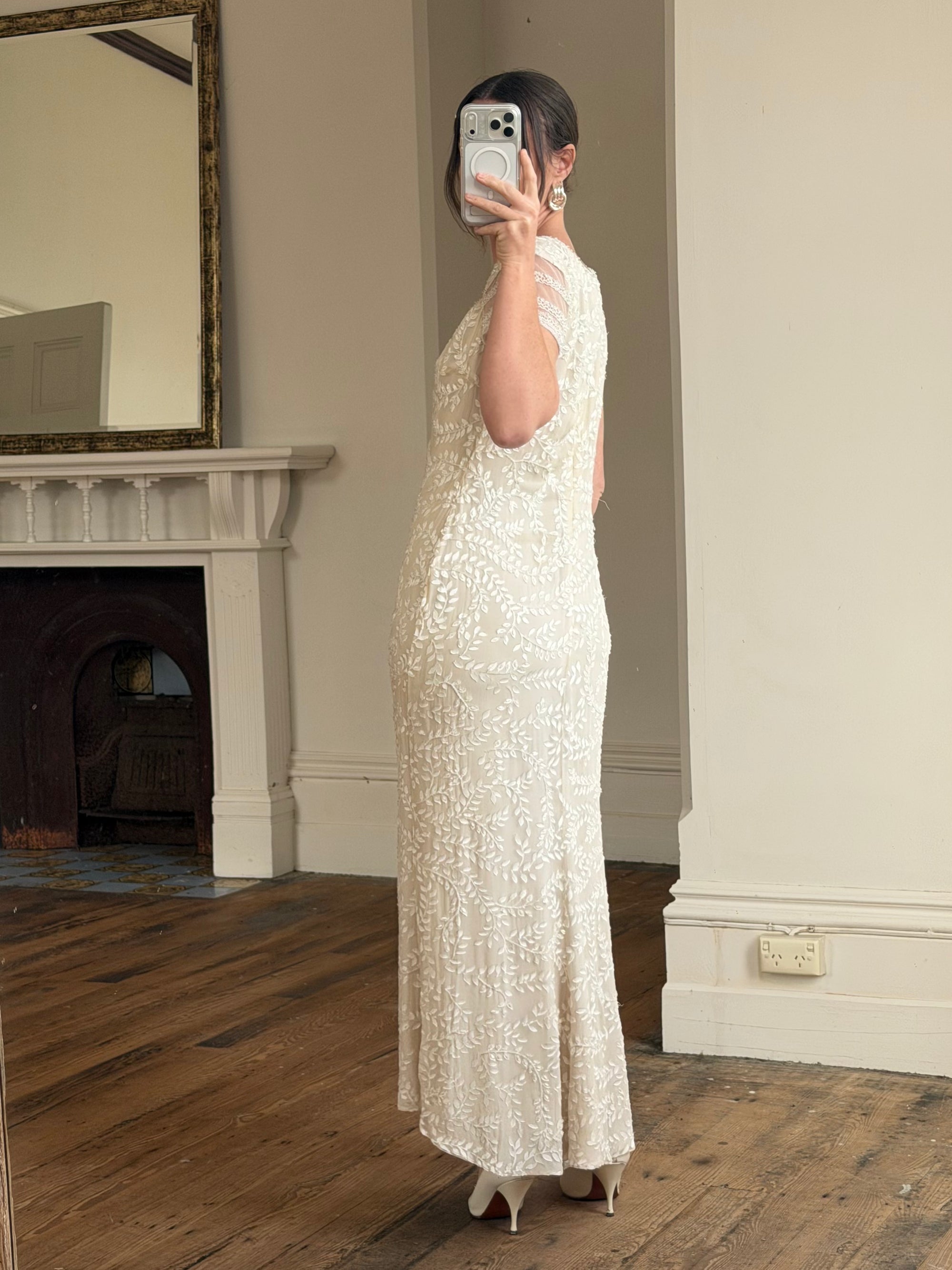Vintage Y2K Crystal Cap Sleeve Bridal Slip