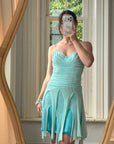 Vintage 90s Silk Chiffon Aqua Fairy Dress