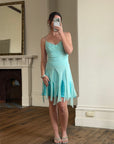 Vintage 90s Silk Chiffon Aqua Fairy Dress