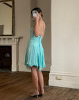 Vintage 90s Silk Chiffon Aqua Fairy Dress