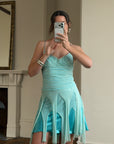 Vintage 90s Silk Chiffon Aqua Fairy Dress