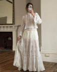 Antique Edwardian Pintuck Lace Cotton Crop and Skirt Set
