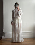 Antique Edwardian Pintuck Lace Cotton Crop and Skirt Set