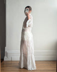 Antique Edwardian Pintuck Lace Cotton Crop and Skirt Set
