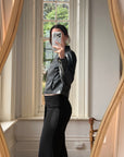 Vintage 90s Faux Leather Biker Jacket Noir