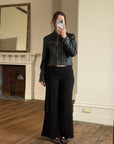 Vintage 90s Faux Leather Biker Jacket Noir