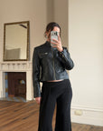 Vintage 90s Faux Leather Biker Jacket Noir