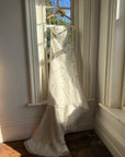 Vintage Y2K Blue Floral Glass Beaded Strapless Wedding Gown