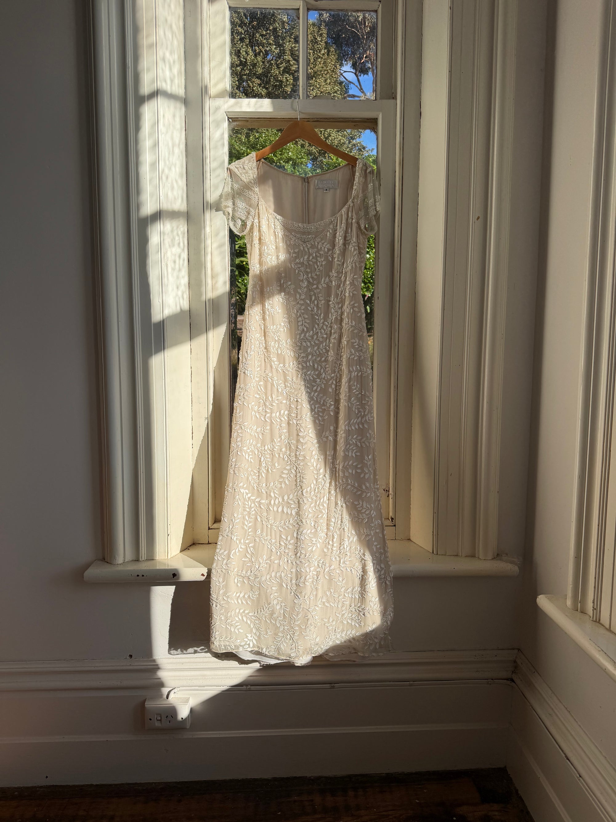 Vintage Y2K Crystal Cap Sleeve Bridal Slip