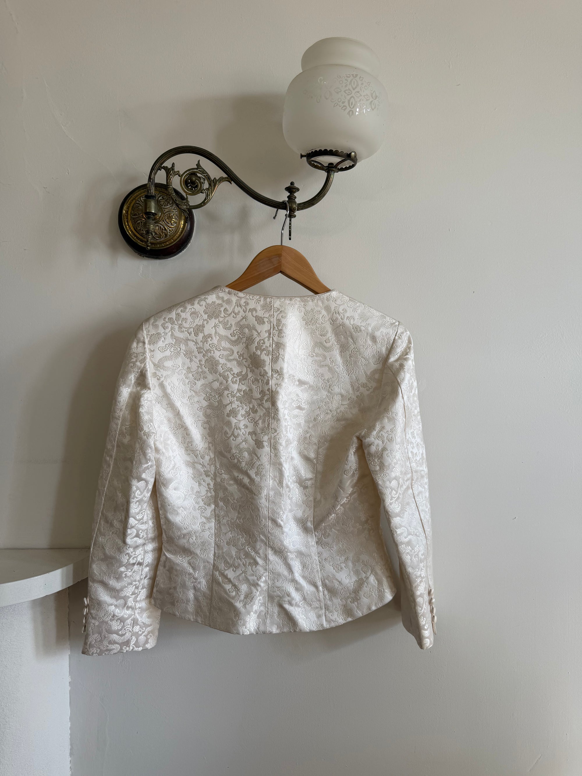 Vintage 90s Ivory Brocade Long Sleeved Bridal Bustier