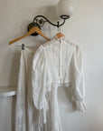 Antique Edwardian Pintuck Lace Cotton Crop and Skirt Set