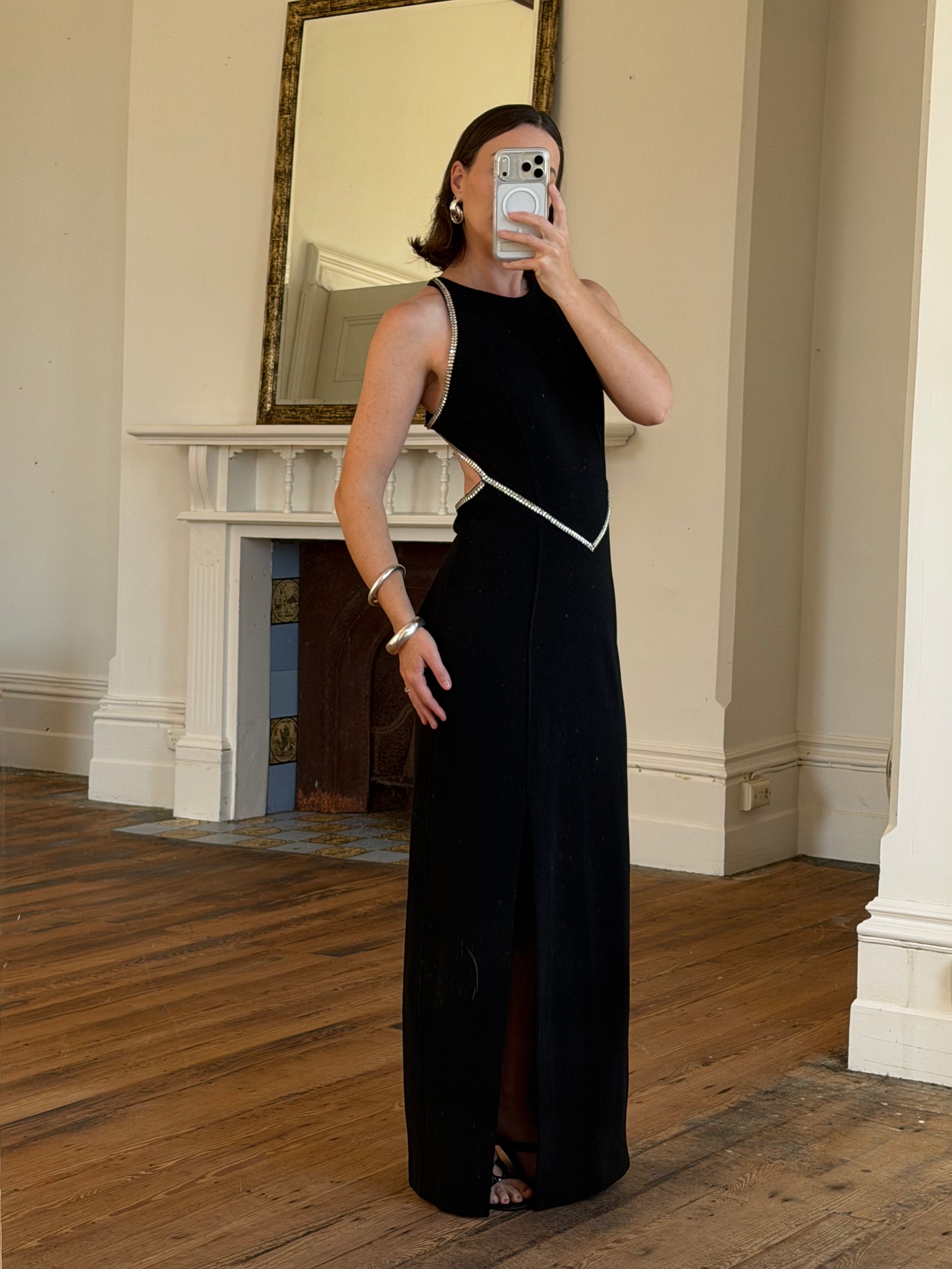 Vintage 90s Bandage Rhinestone Backless Gown