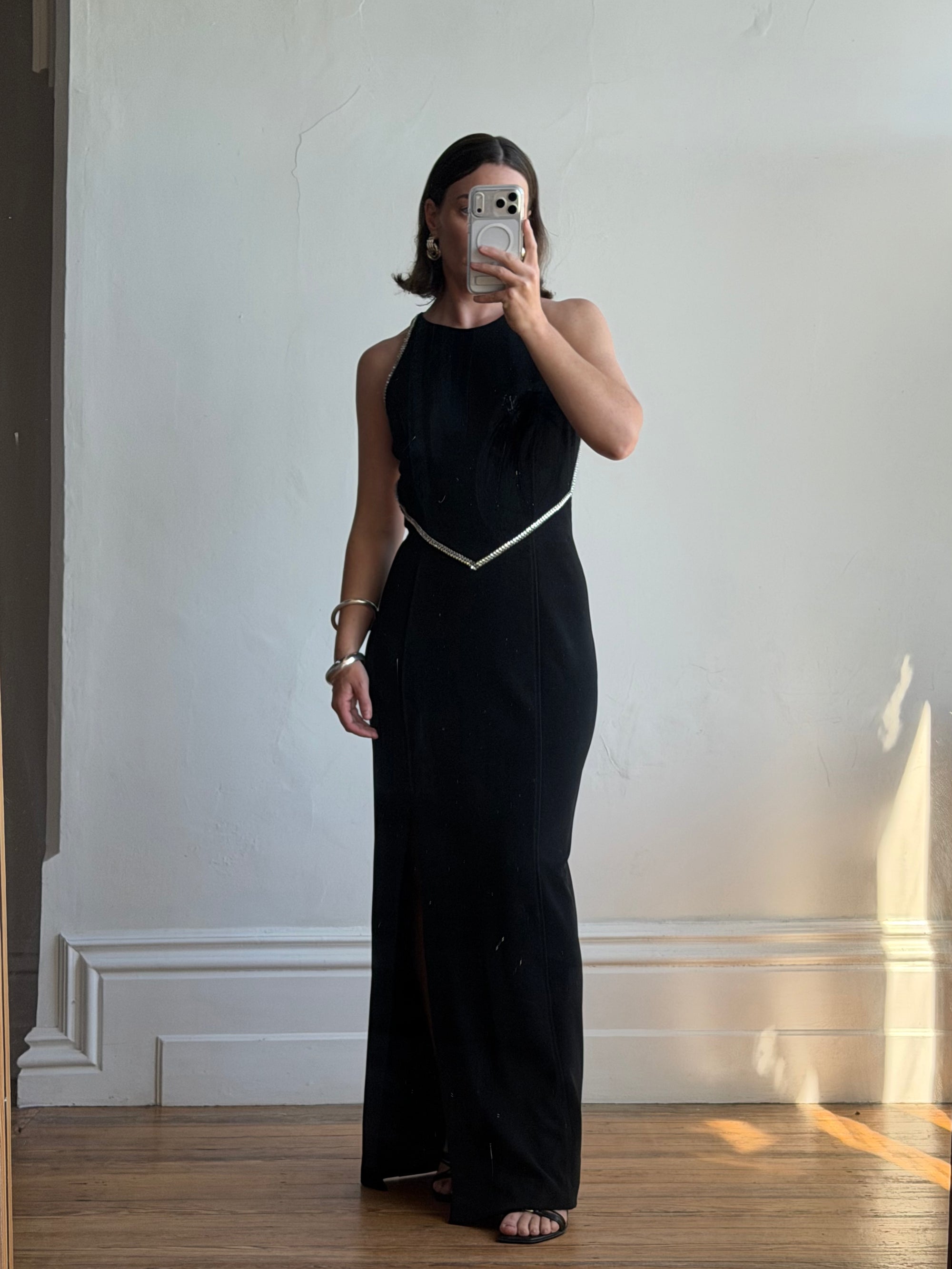 Vintage 90s Bandage Rhinestone Backless Gown