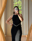 Vintage 90s Bandage Rhinestone Backless Gown