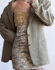 Vintage 60s Olive Wool Herringbone Blazer
