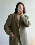 Vintage 60s Olive Wool Herringbone Blazer