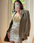 Vintage 90s Lurex Tapestry Golden Tassel Mini Dress