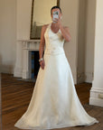 Vintage 90s Italian Halter Satin Princess Wedding Dress Set