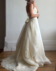 Vintage 90s Italian Halter Satin Princess Wedding Dress Set