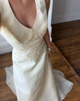 Vintage 90s Italian Halter Satin Princess Wedding Dress Set