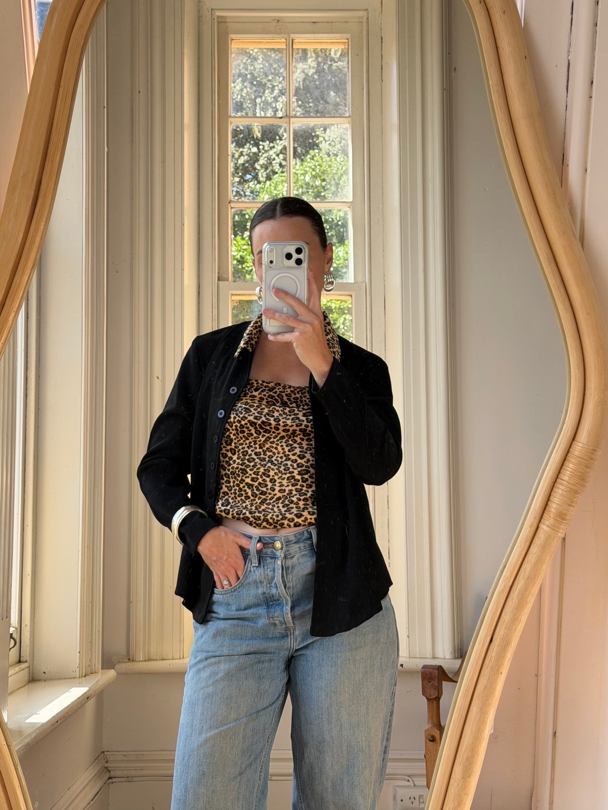 Vintage 90s Cheetah Camisole and Button Up Shirt Set
