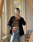 Vintage 90s Cheetah Camisole and Button Up Shirt Set