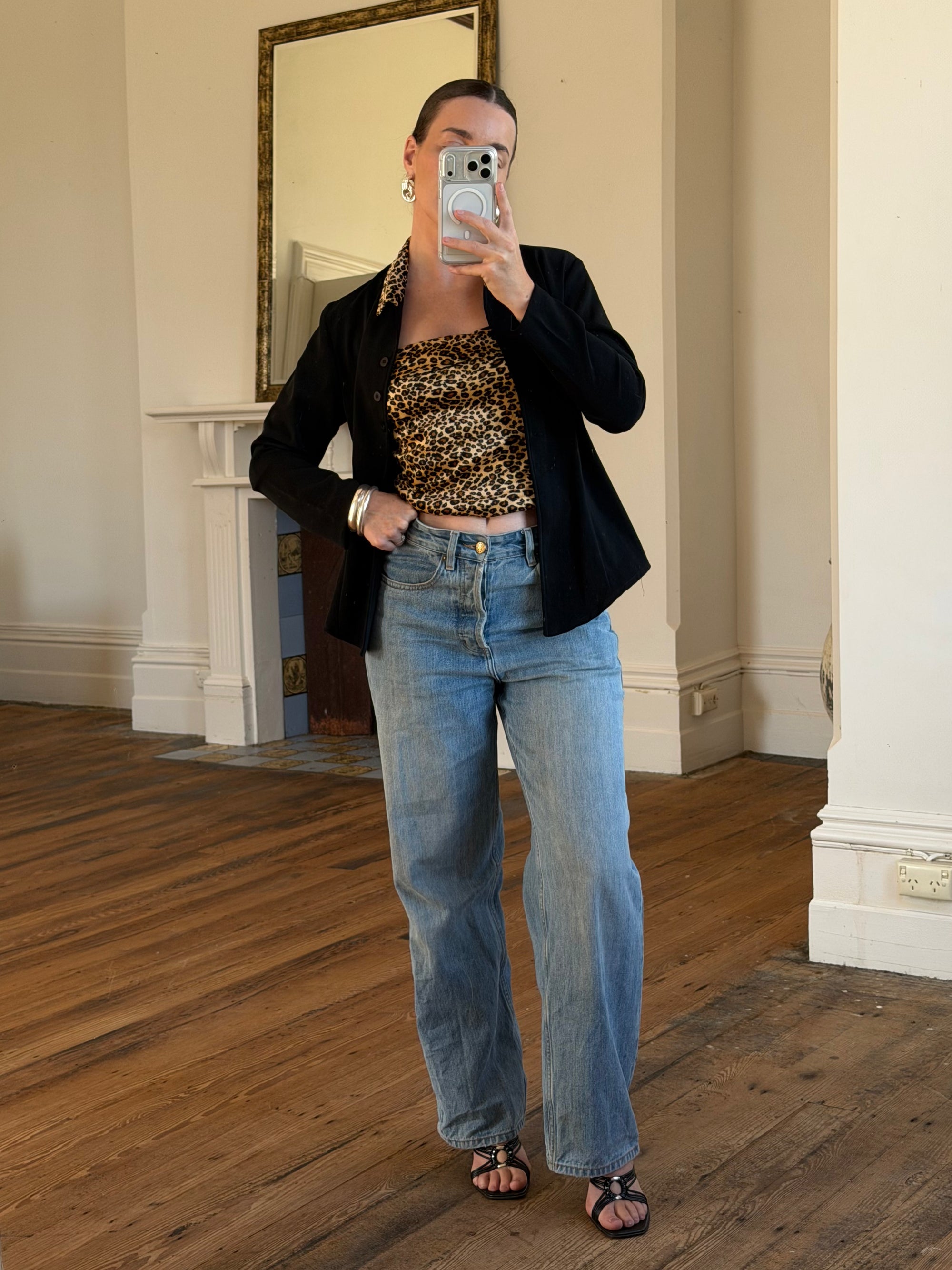 Vintage 90s Cheetah Camisole and Button Up Shirt Set