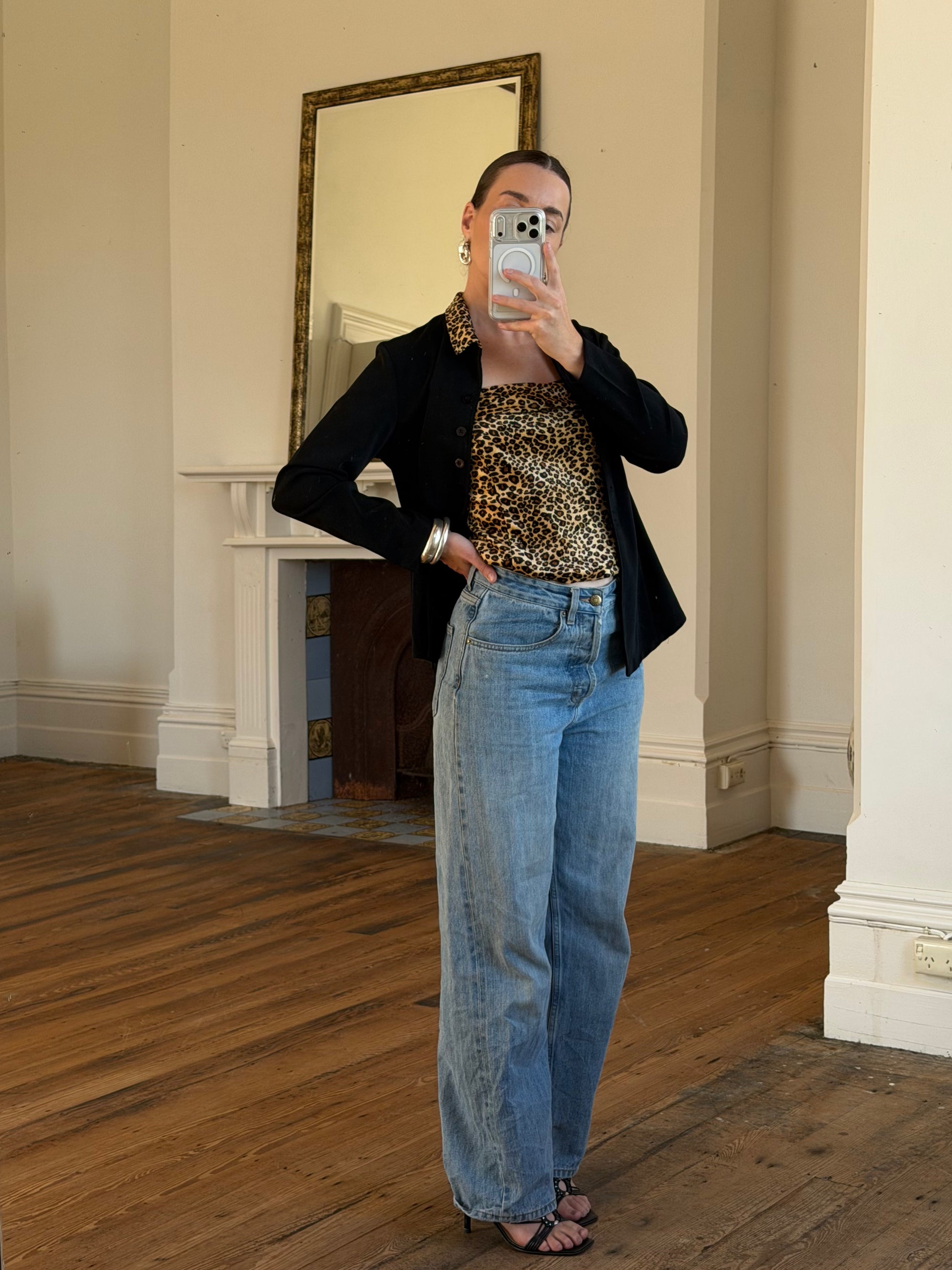 Vintage 90s Cheetah Camisole and Button Up Shirt Set
