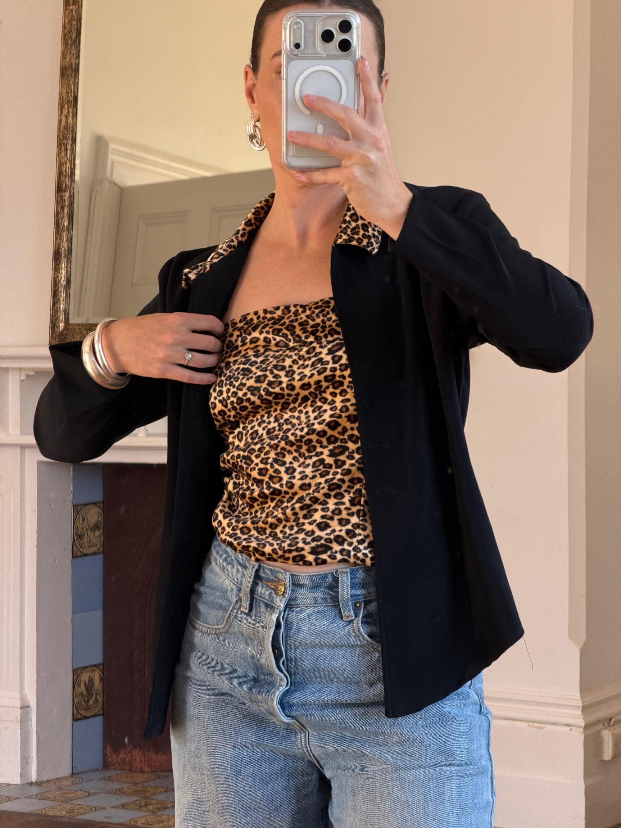 Vintage 90s Cheetah Camisole and Button Up Shirt Set
