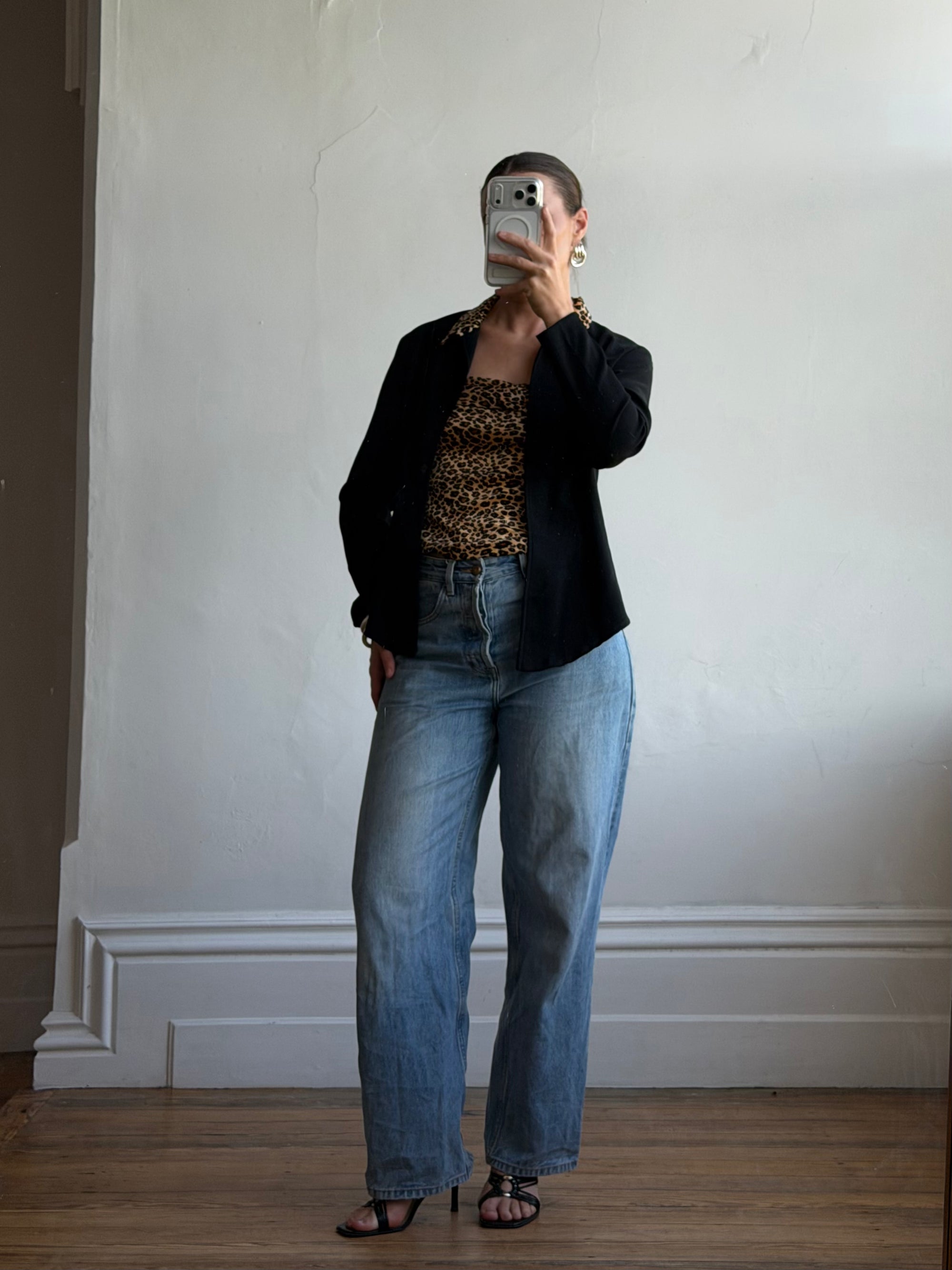 Vintage 90s Cheetah Camisole and Button Up Shirt Set