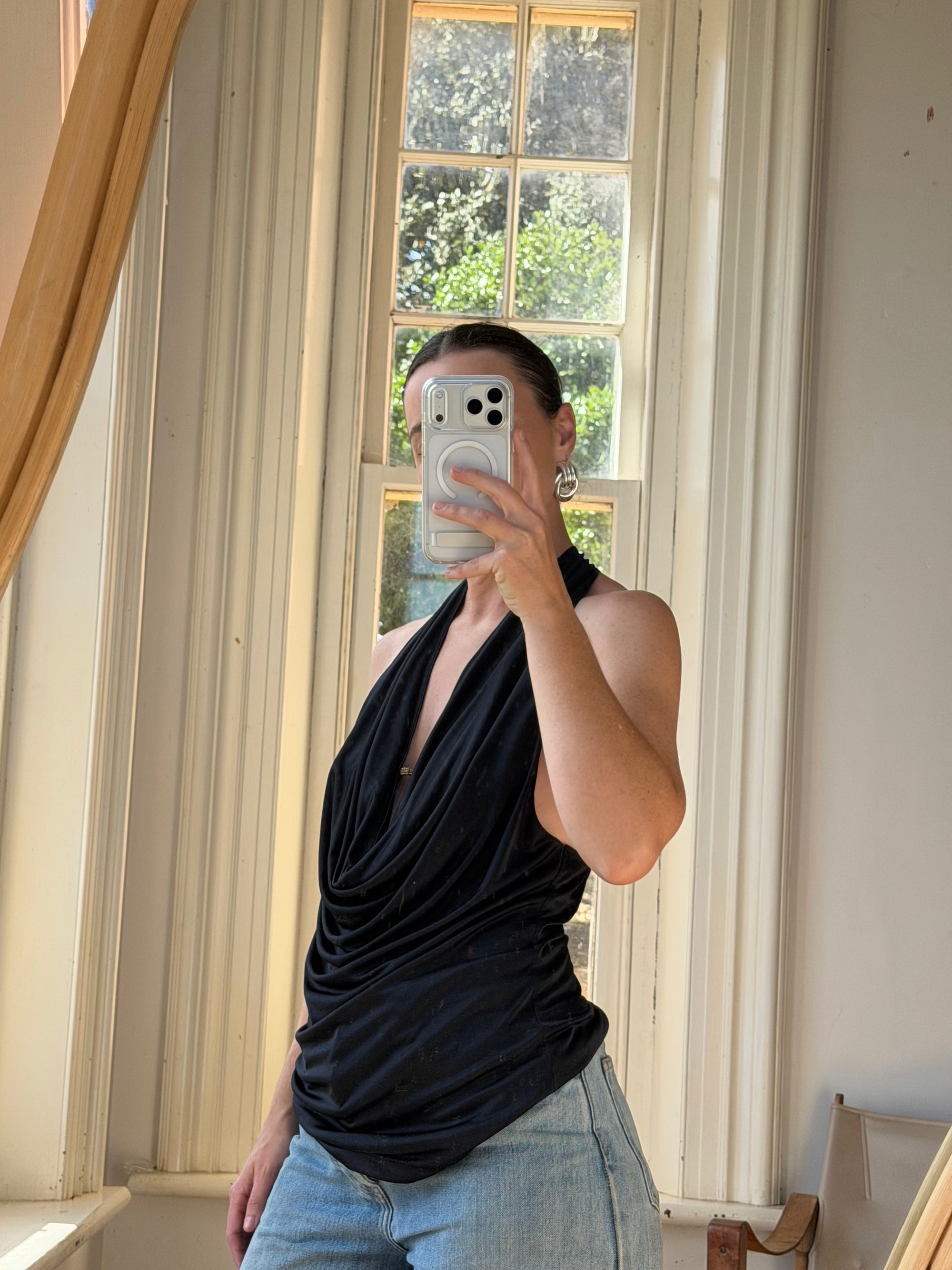 Vintage Y2K Victorias Secret Plunging Halter Top Noir