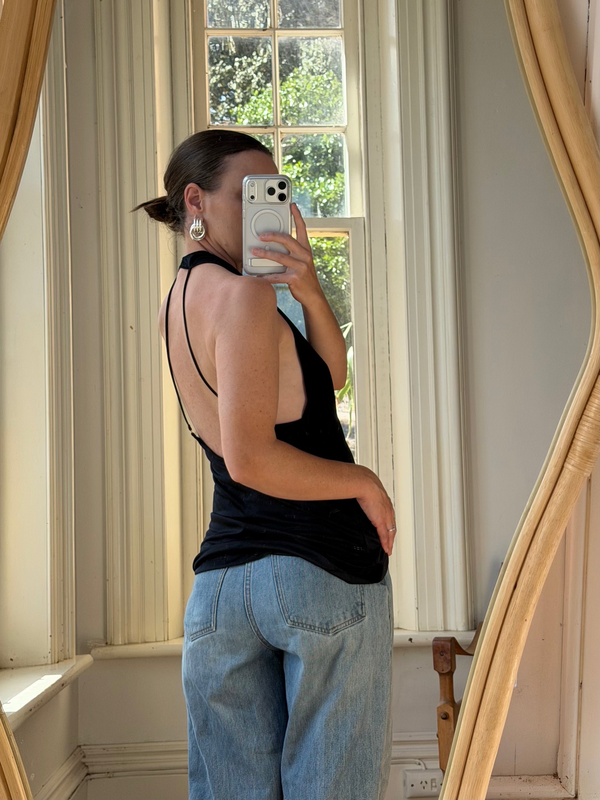 Vintage Y2K Victorias Secret Plunging Halter Top Noir