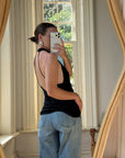 Vintage Y2K Victorias Secret Plunging Halter Top Noir