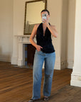 Vintage Y2K Victorias Secret Plunging Halter Top Noir