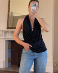 Vintage Y2K Victorias Secret Plunging Halter Top Noir